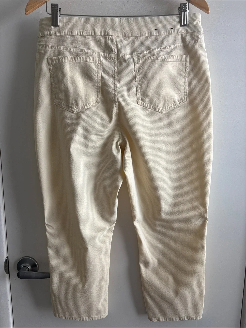 Mario Serrani Searsucker Preppy Pull on Cropped Straight-Leg Pants SZ L - Picture 2 of 7